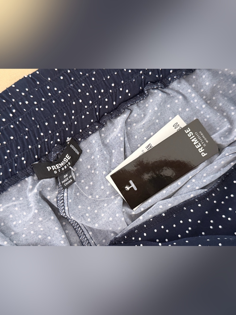 Premise Navy Pants with White Polka Dots - Straight Leg - Picture 5 of 7